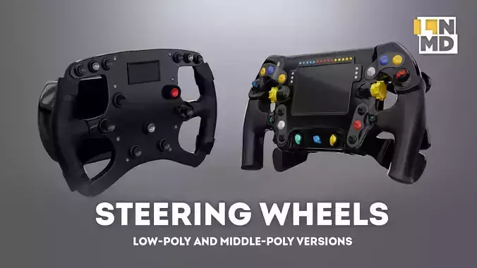 Two Formula 1 Steering wheels  Low-poly 3D model