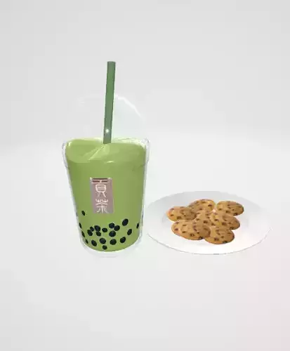bubble tea and cookiesbubble Free 3D model
