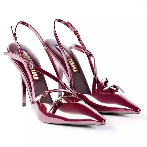 Miu Miu Patent Leather Slingbacks with Buckles 3D model