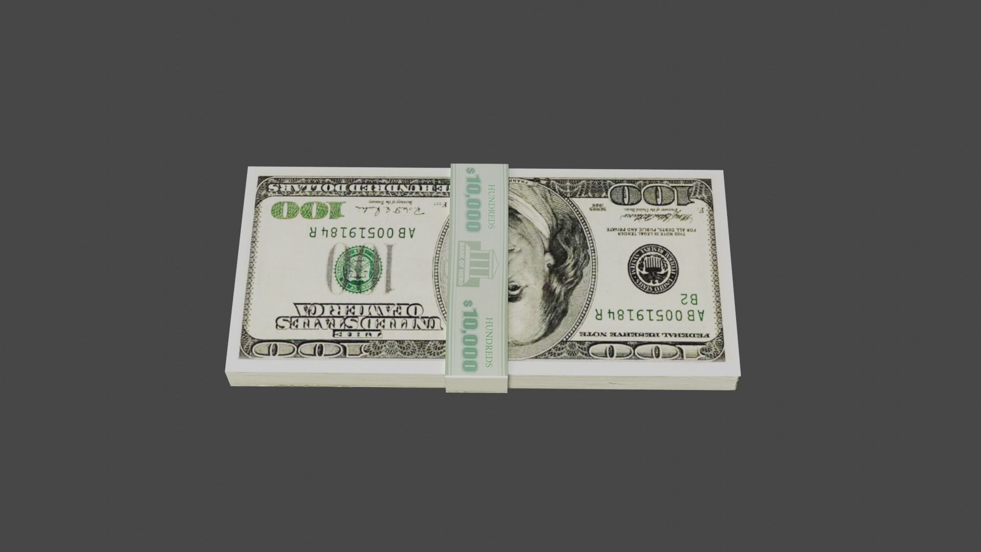 100 Dollar Currency Low-poly 3D model_7