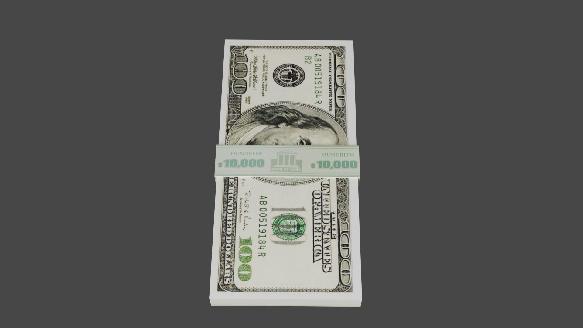 100 Dollar Currency Low-poly 3D model_6