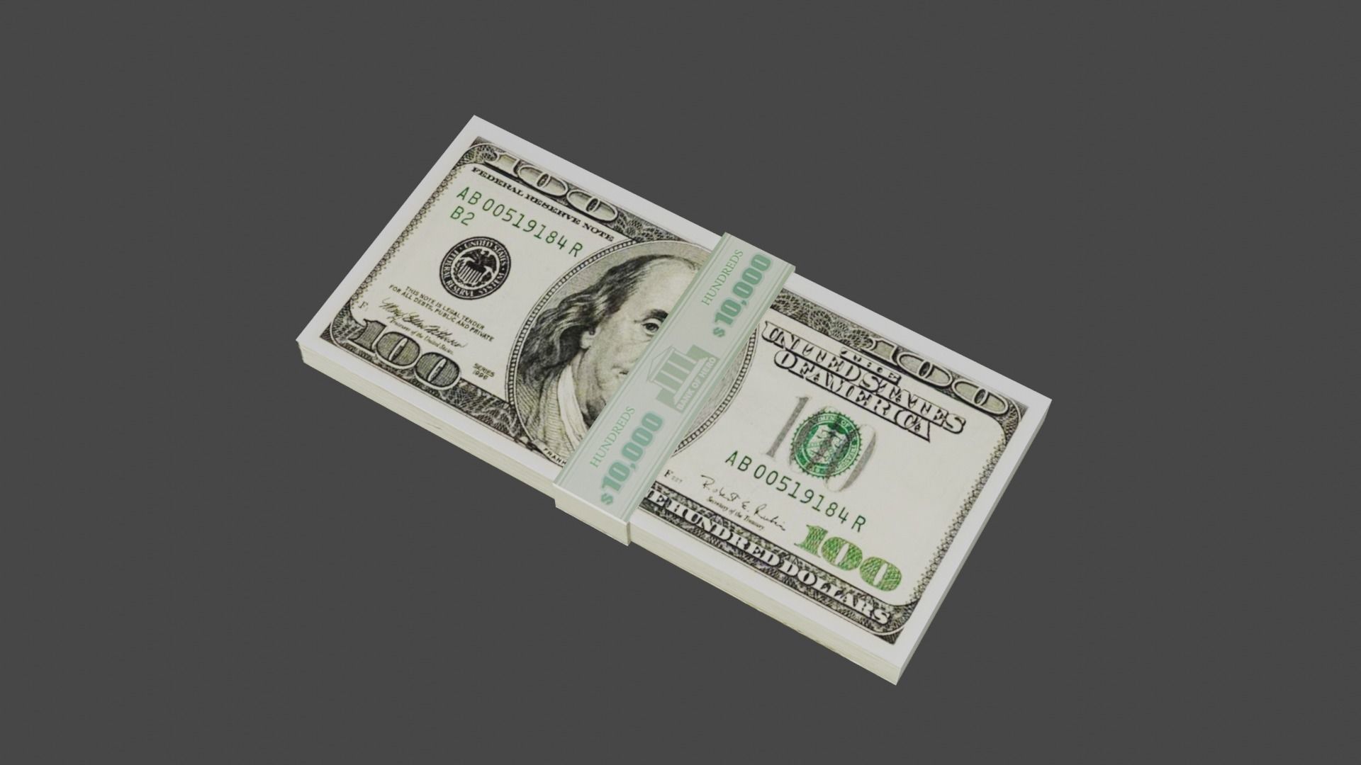 100 Dollar Currency Low-poly 3D model_11