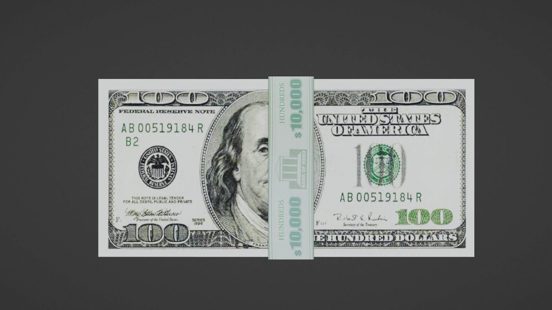 100 Dollar Currency Low-poly 3D model_17