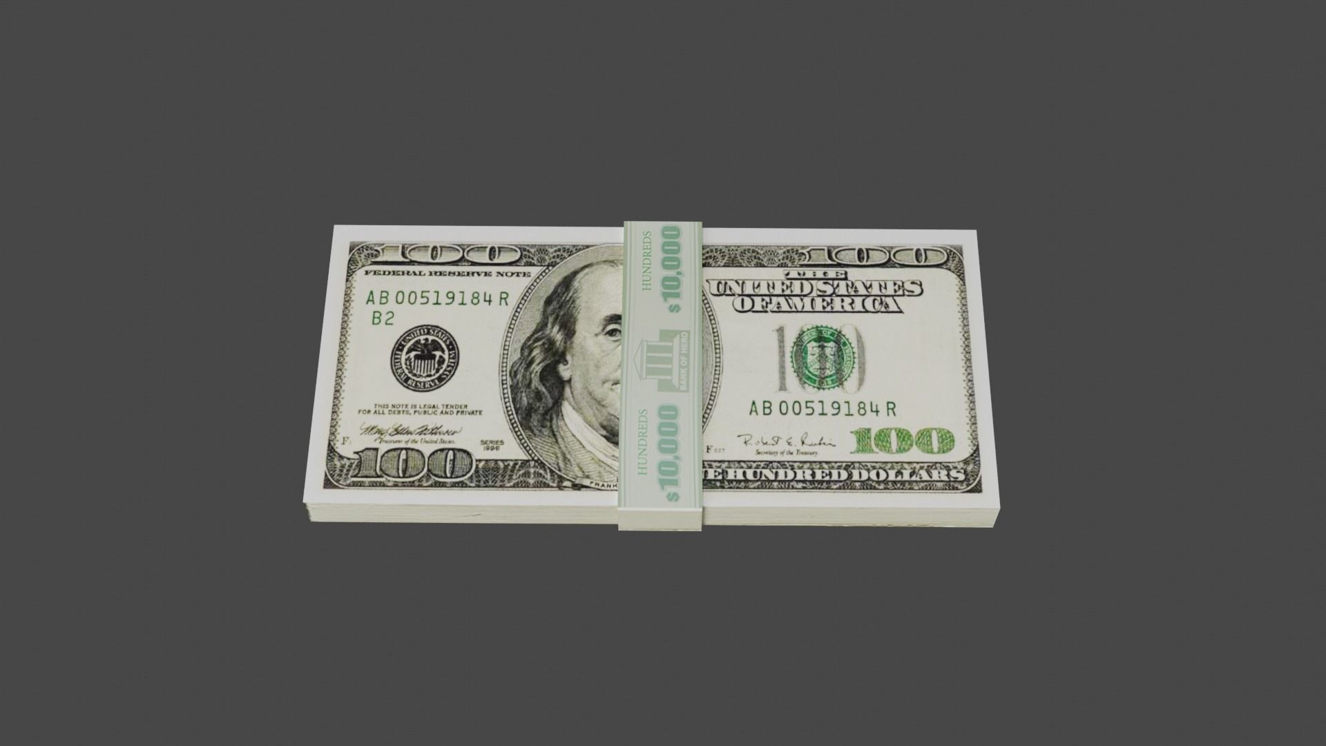 100 Dollar Currency Low-poly 3D model_1