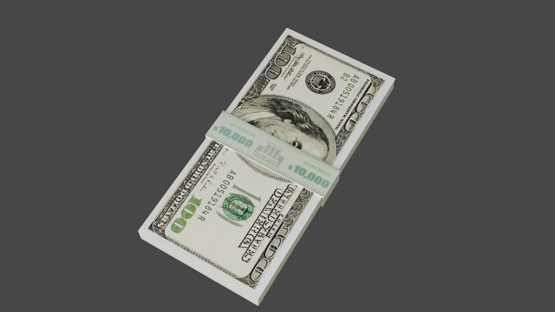 100 Dollar Currency Low-poly 3D model_8