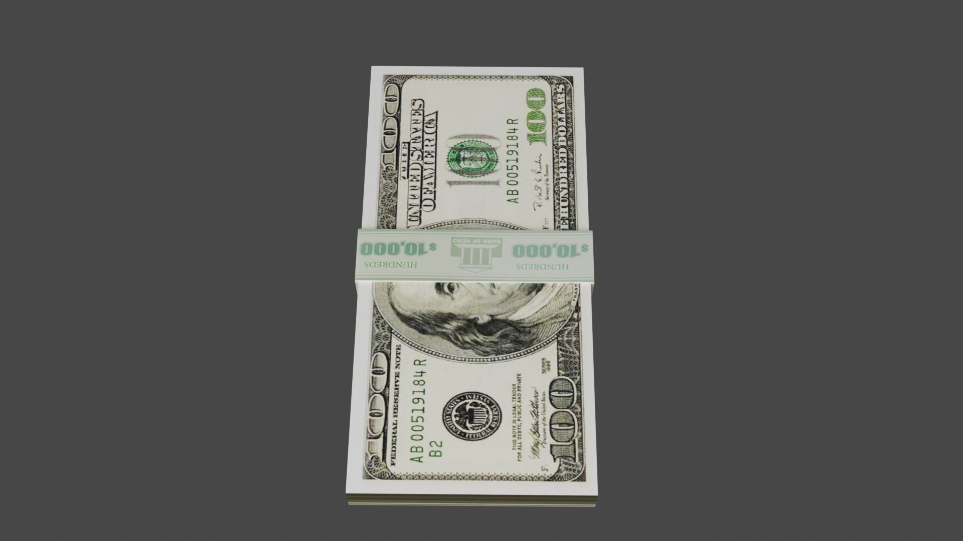 100 Dollar Currency Low-poly 3D model_3