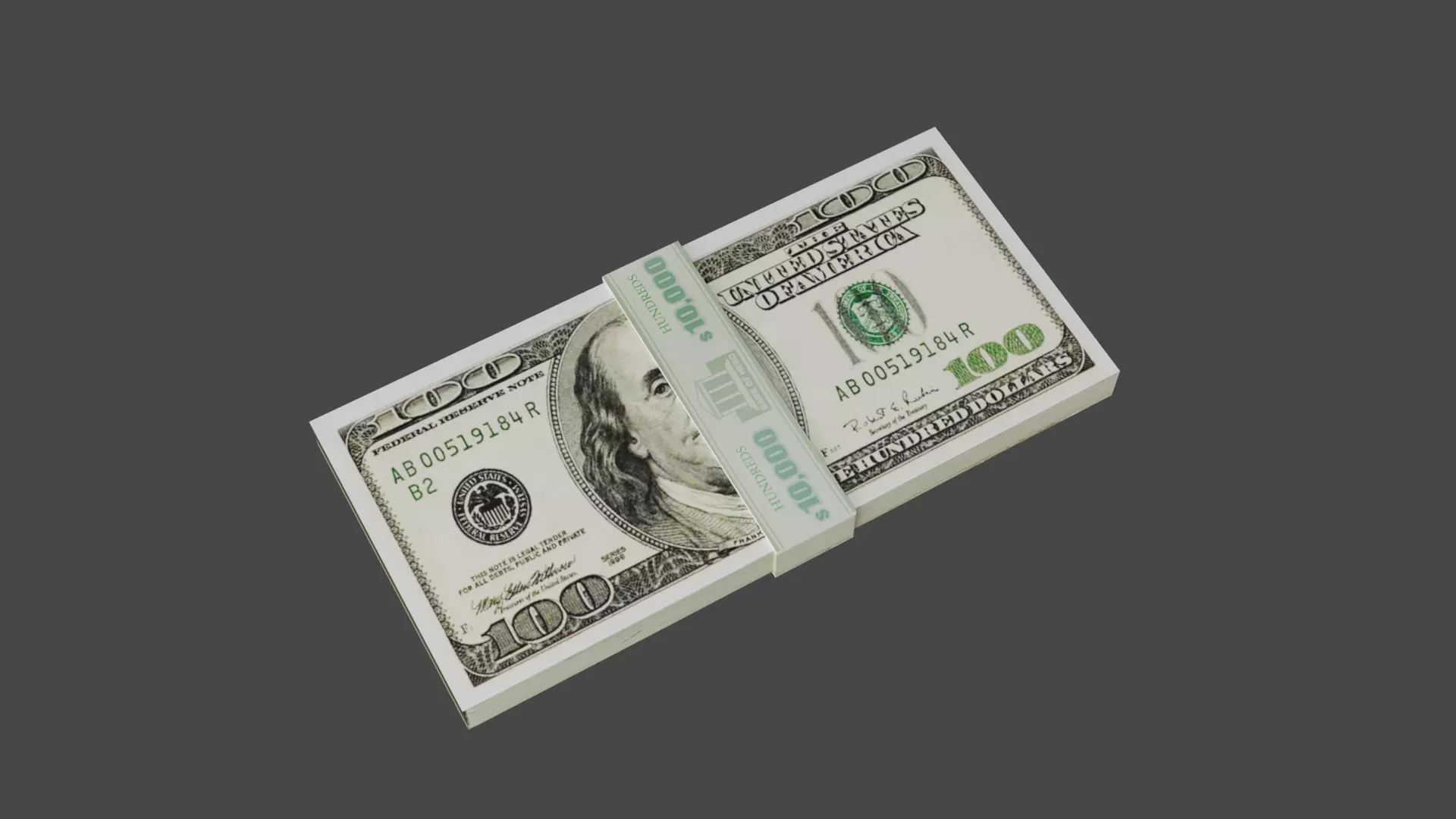 100 Dollar Currency Low-poly 3D model_0