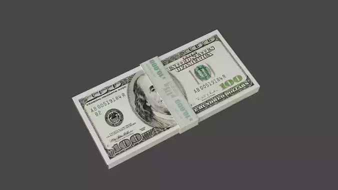 100 Dollar Currency Low-poly 3D model