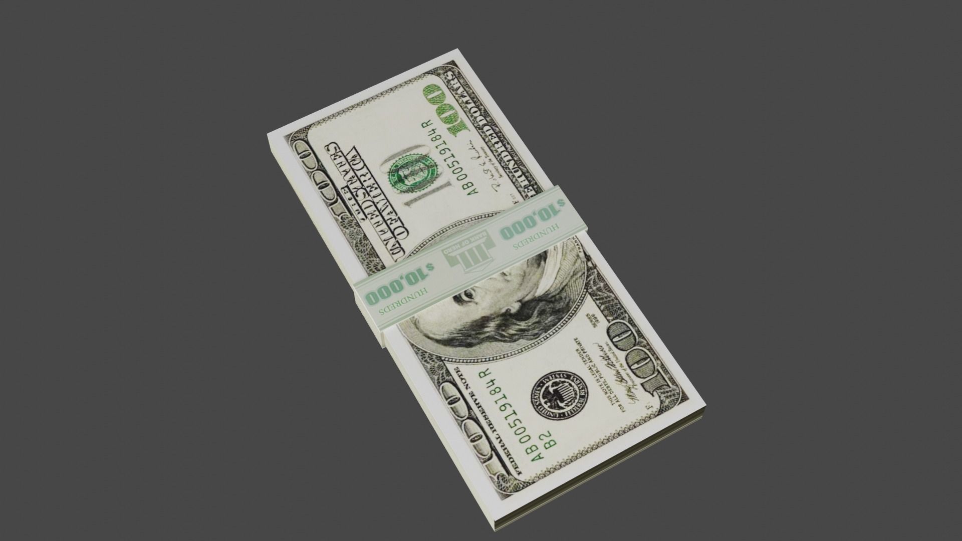 100 Dollar Currency Low-poly 3D model_5