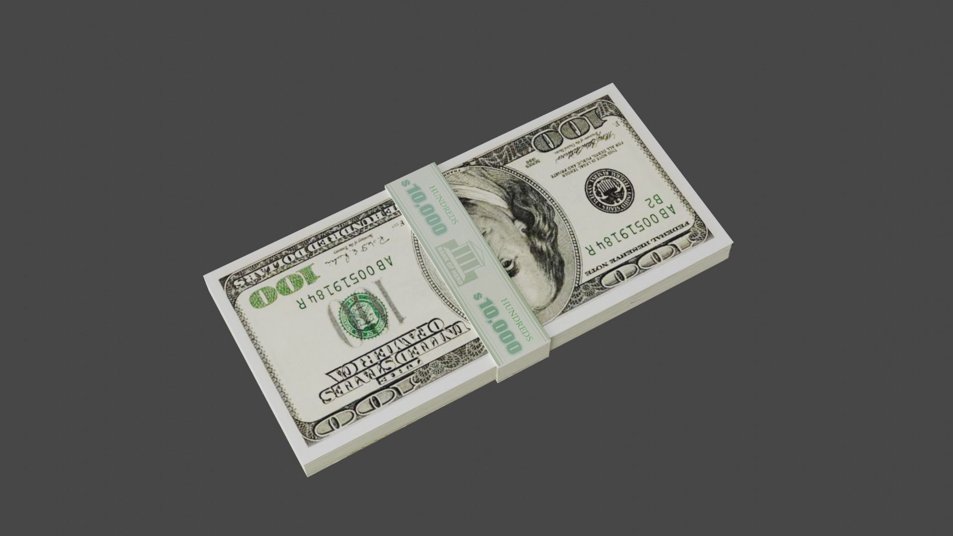 100 Dollar Currency Low-poly 3D model_4