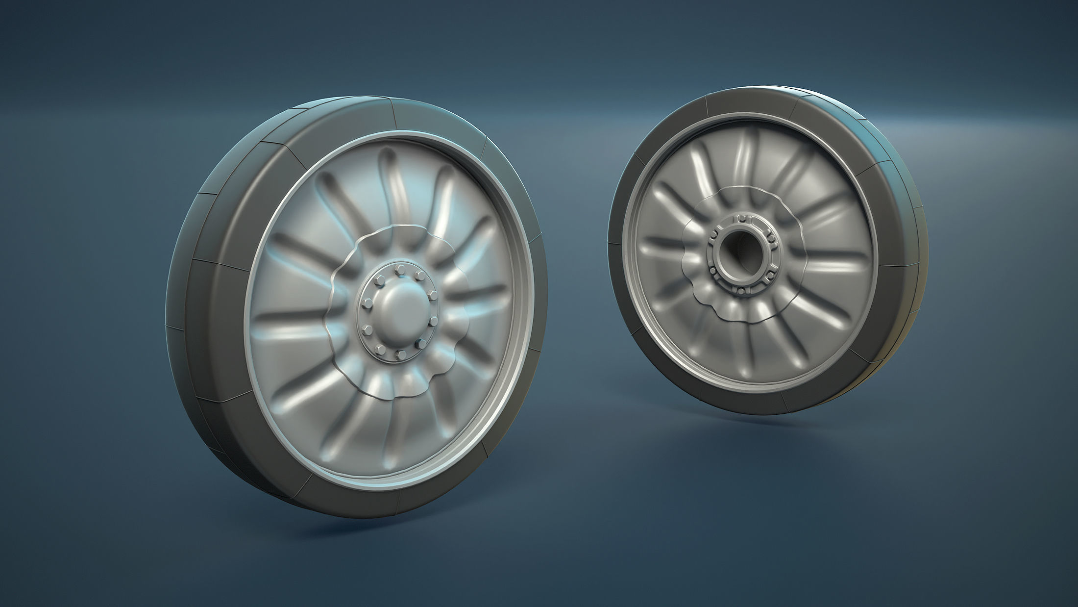 PT-76 Tank and ASU-85 Wheels Set 3D model_2