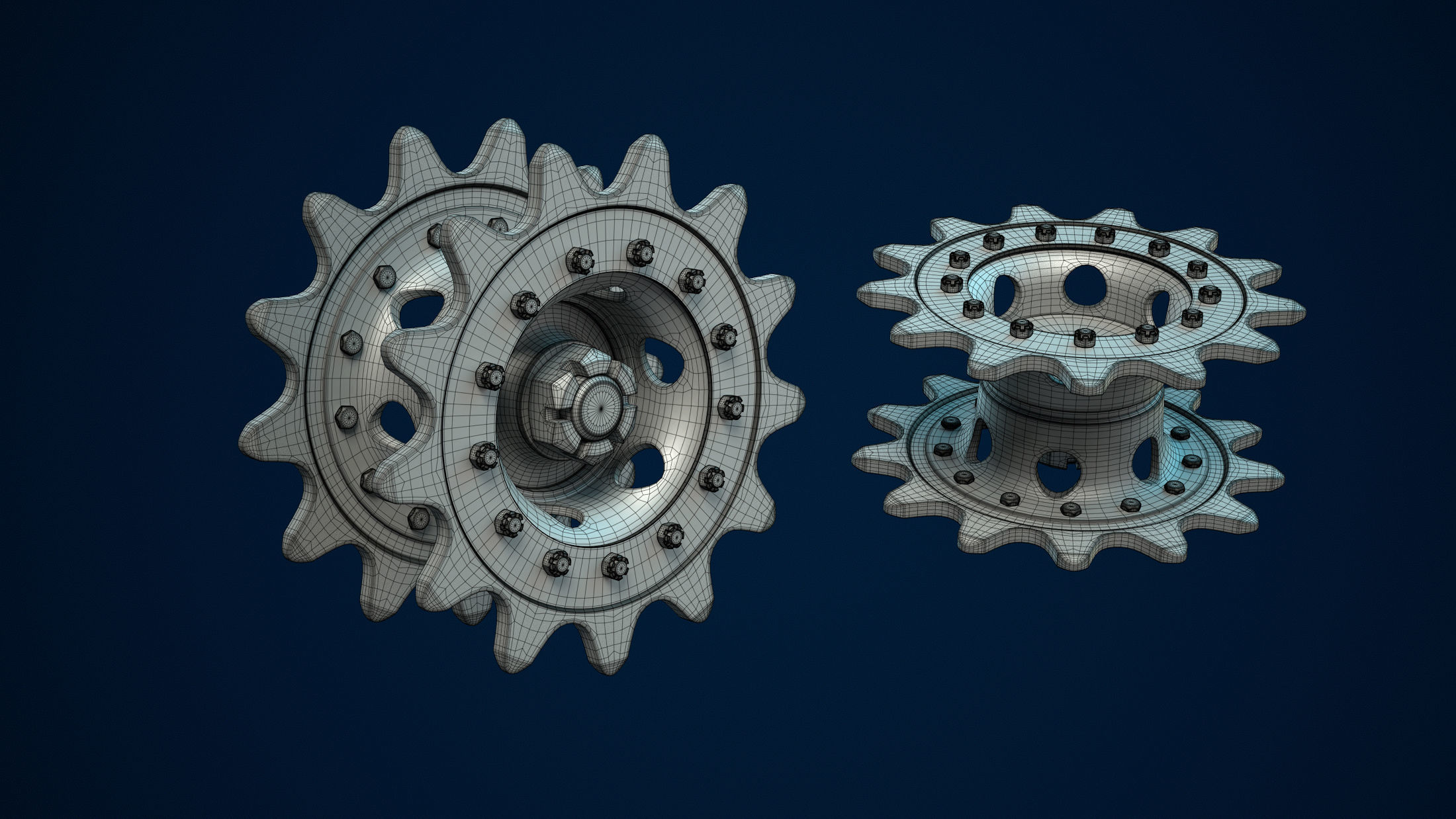 PT-76 Tank and ASU-85 Wheels Set 3D model_10