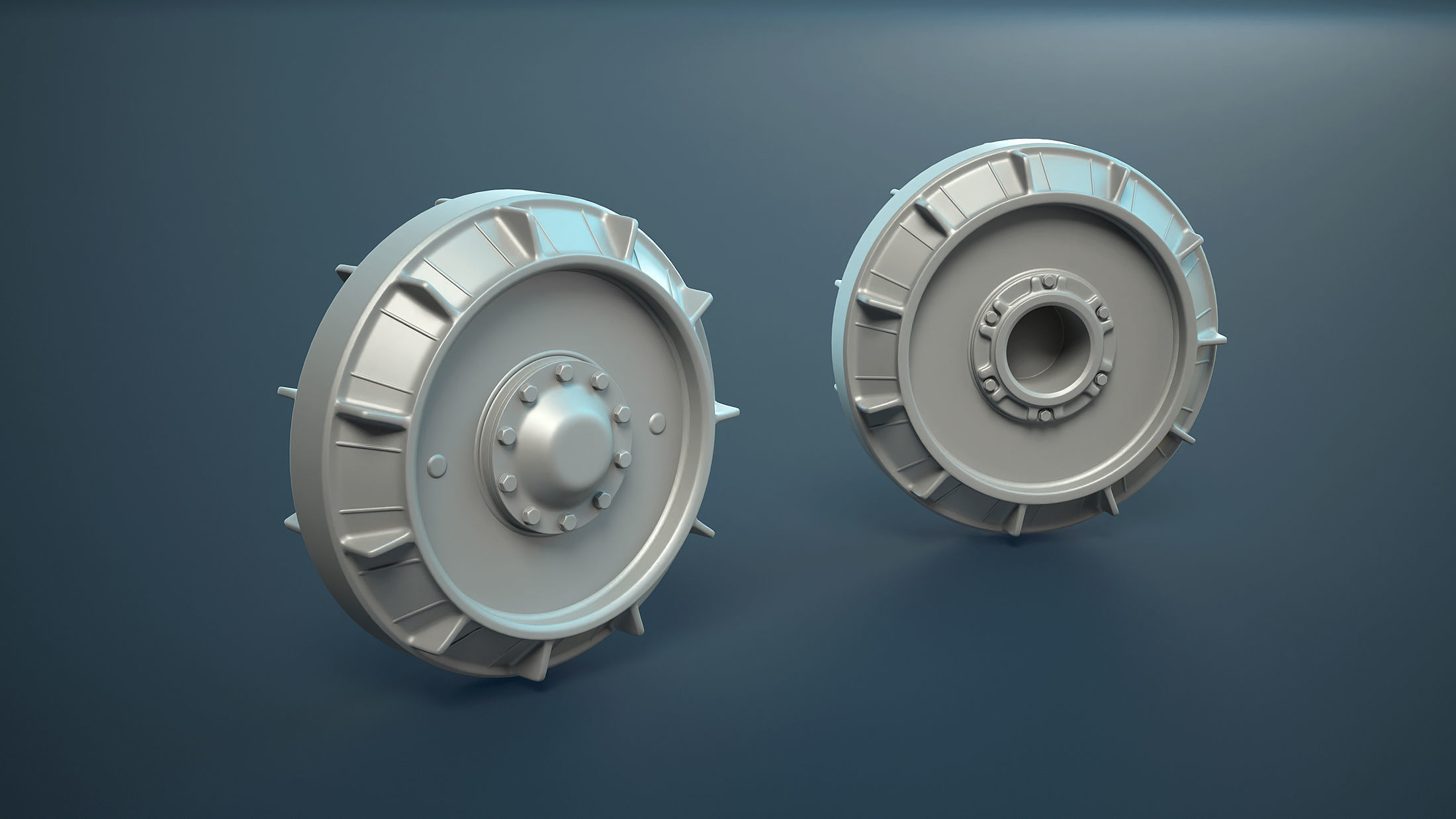 PT-76 Tank and ASU-85 Wheels Set 3D model_5