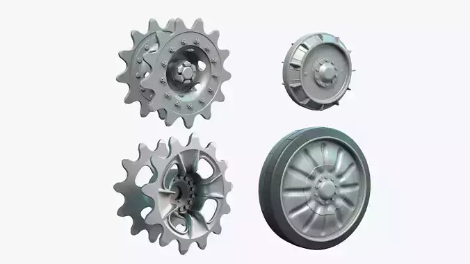 PT-76 Tank and ASU-85 Wheels  Set 3D model