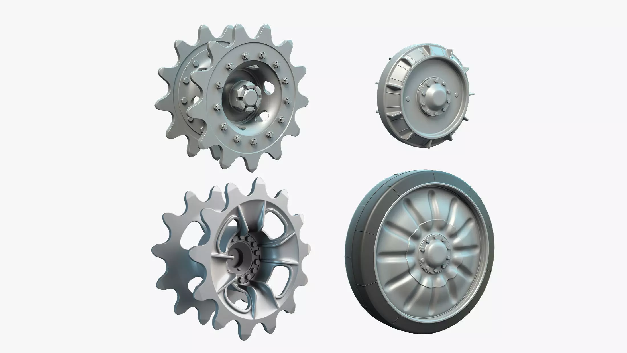 PT-76 Tank and ASU-85 Wheels Set 3D model_0