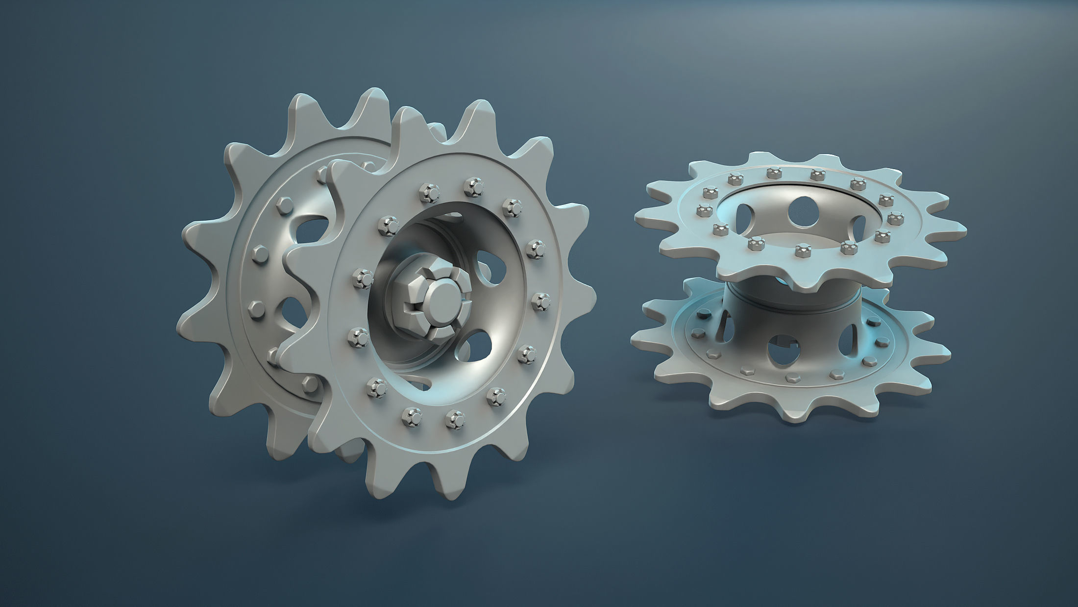 PT-76 Tank and ASU-85 Wheels Set 3D model_8