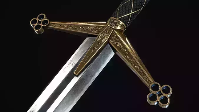 Ceremonial Claymore - 2 handed sword - realistic - game ready Low-poly 3D model
