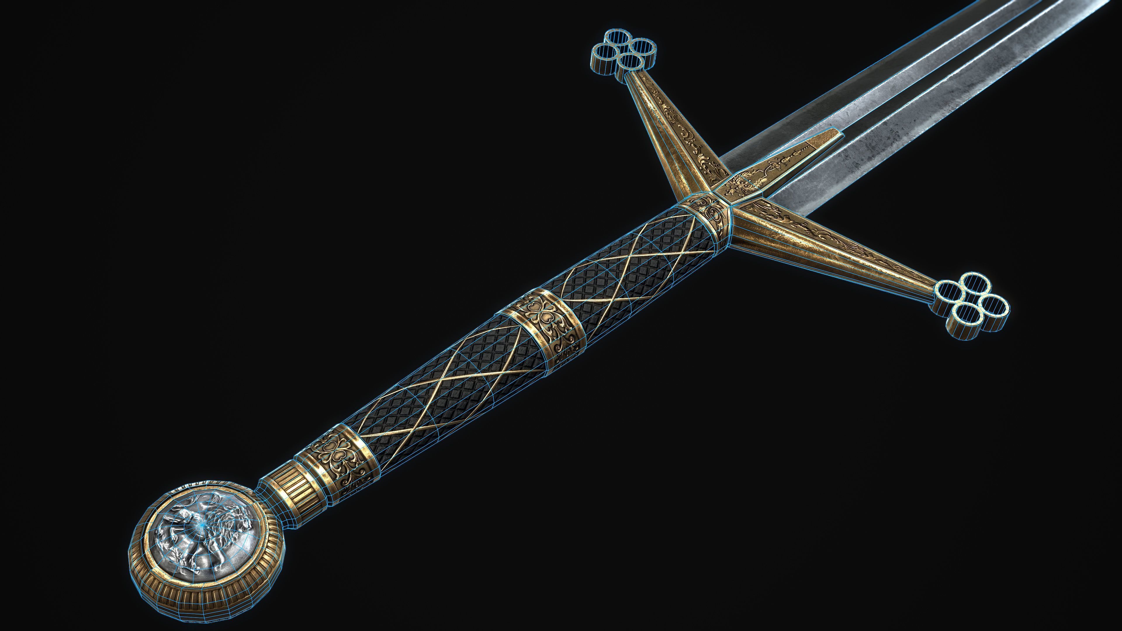 Ceremonial Claymore - 2 handed sword - realistic - game ready Low-poly 3D model_6