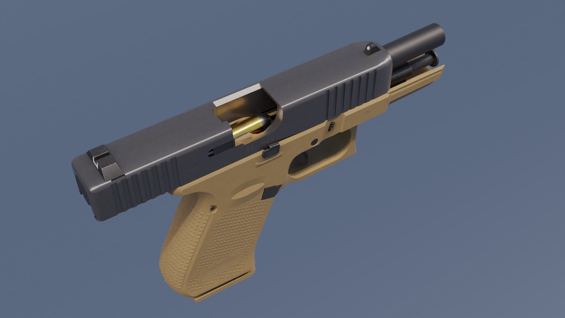 Glock 19 Gen5 Coyote Army Low-poly 3D model_3