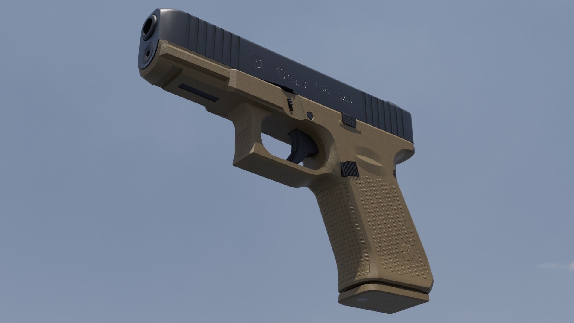Glock 19 Gen5 Coyote Army Low-poly 3D model_4