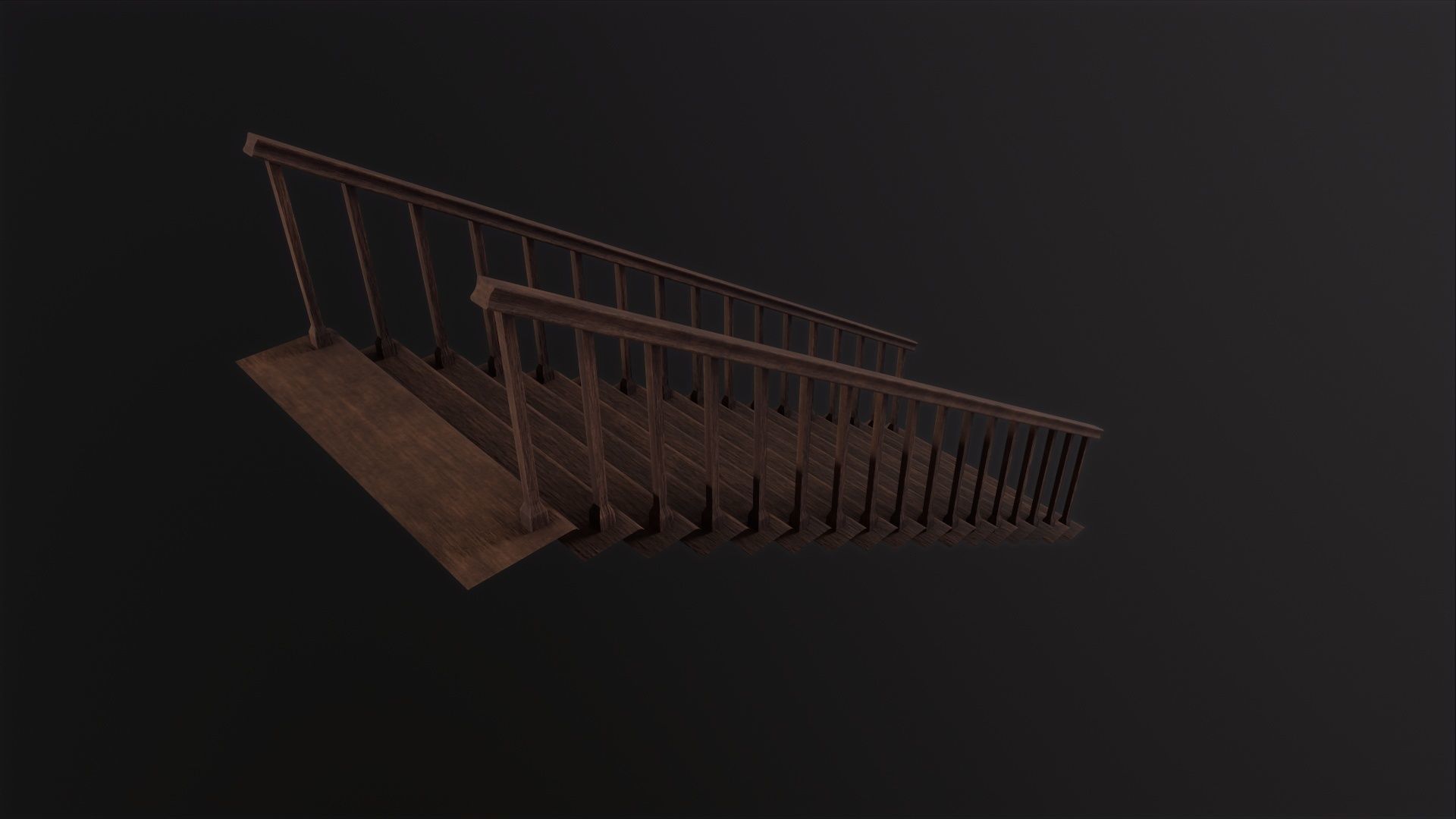 Wooden Stairs 3D Model Low-poly 3D model_4