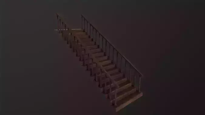 Wooden Stairs 3D Model Low-poly 3D model Wooden Stairs 3D Model Low-poly 3D model
