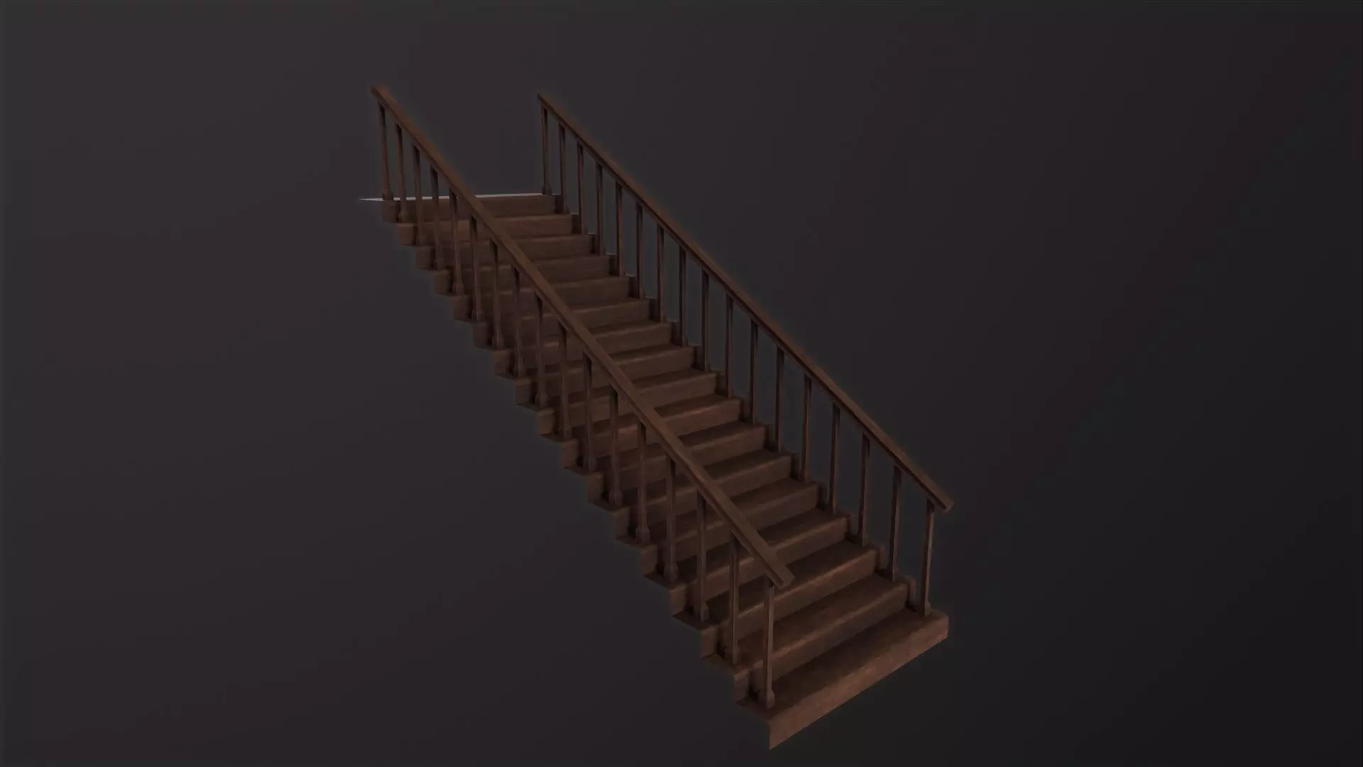 Wooden Stairs 3D Model Low-poly 3D model_0