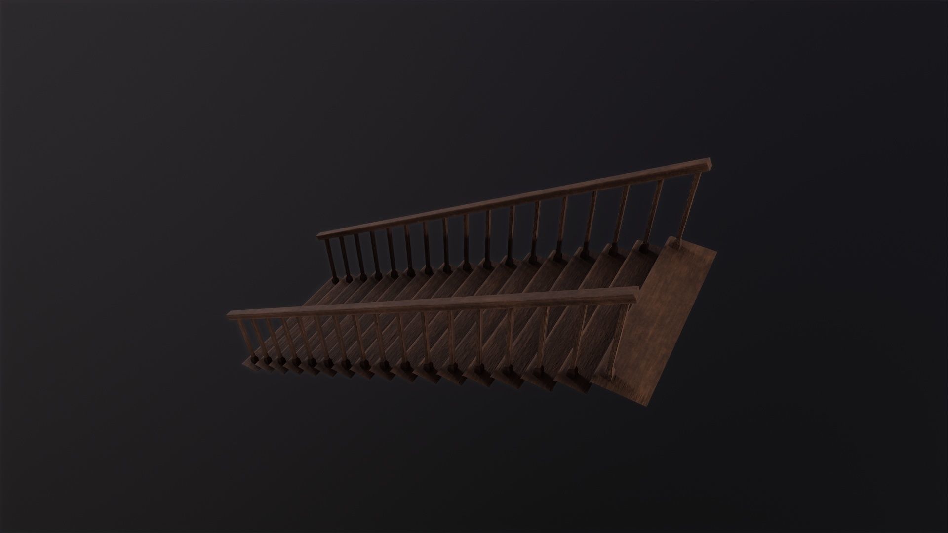 Wooden Stairs 3D Model Low-poly 3D model_3