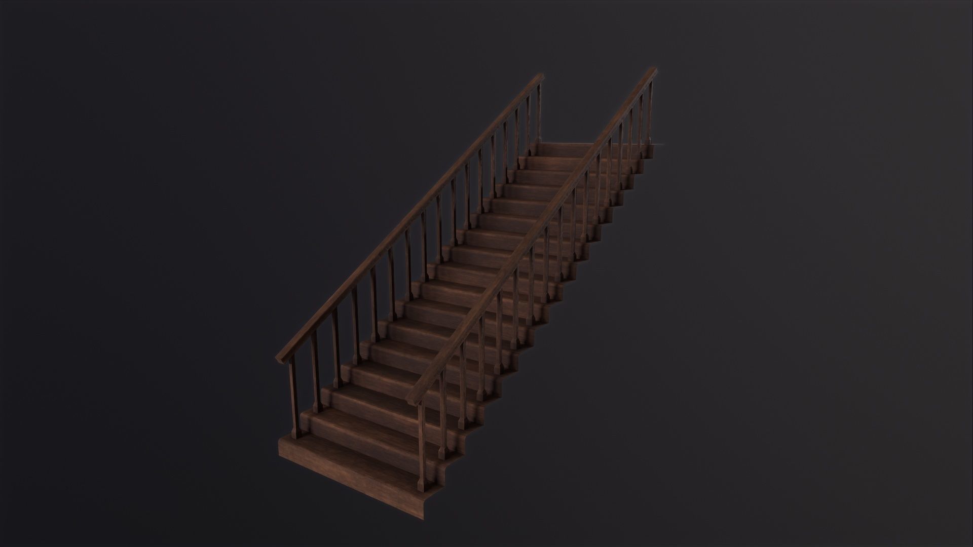 Wooden Stairs 3D Model Low-poly 3D model_2