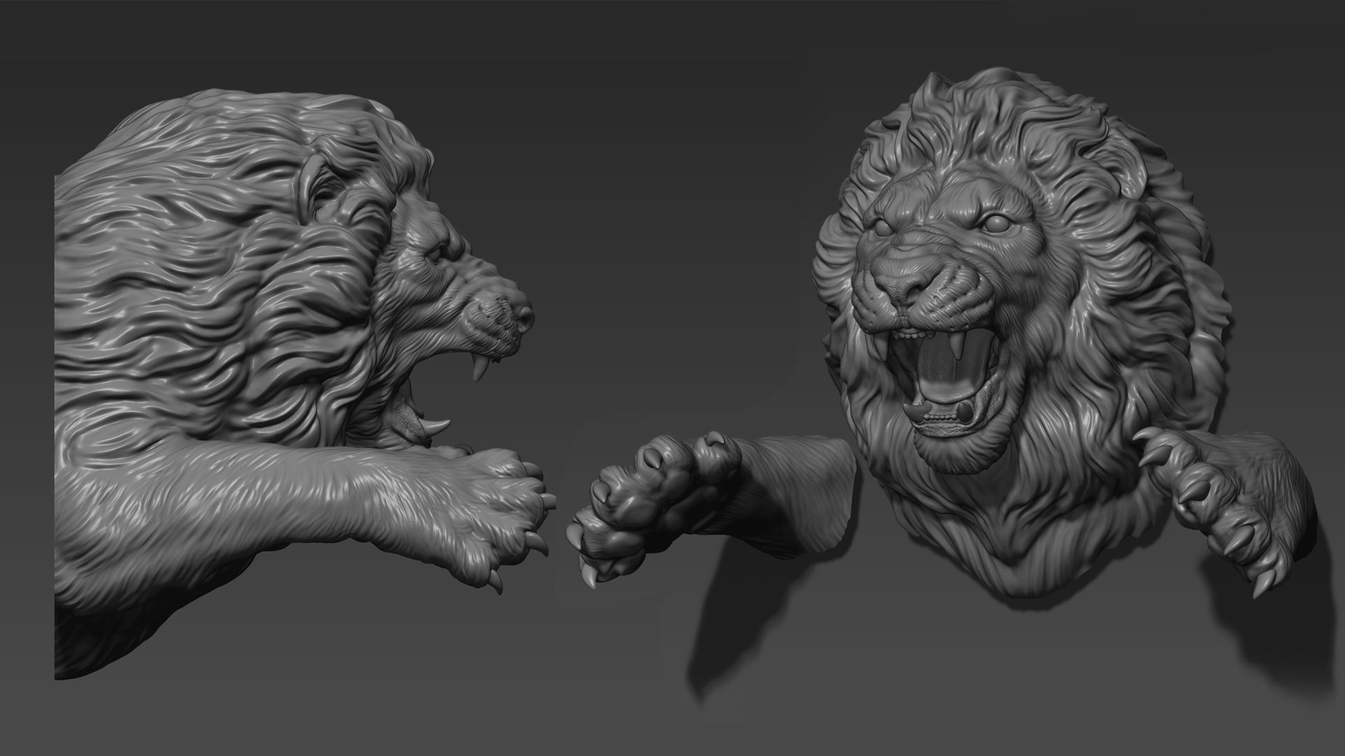 Lion leaping 3D print model_1