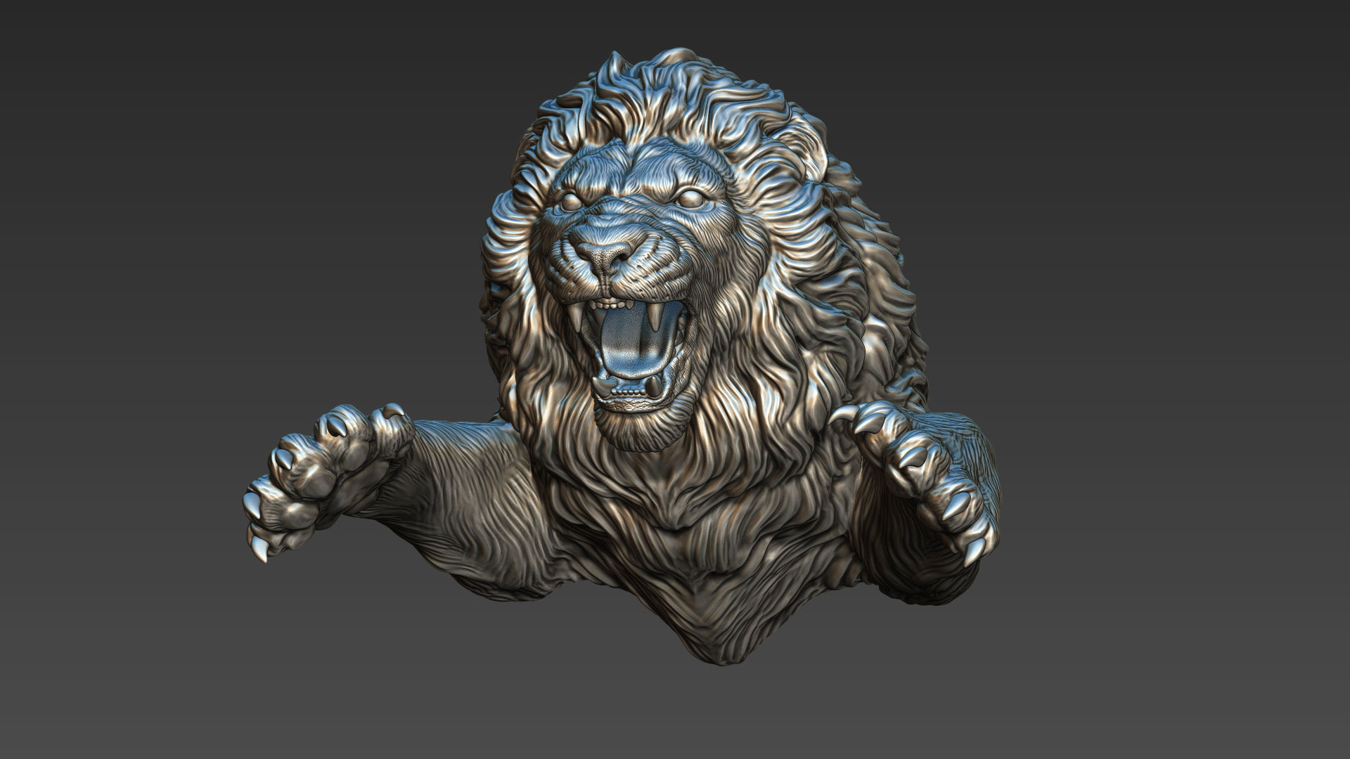 Lion leaping 3D print model_24