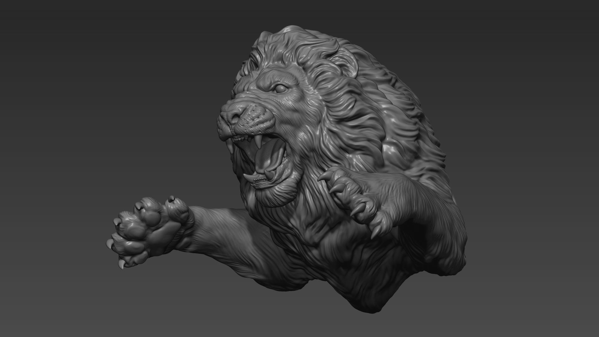 Lion leaping 3D print model_17