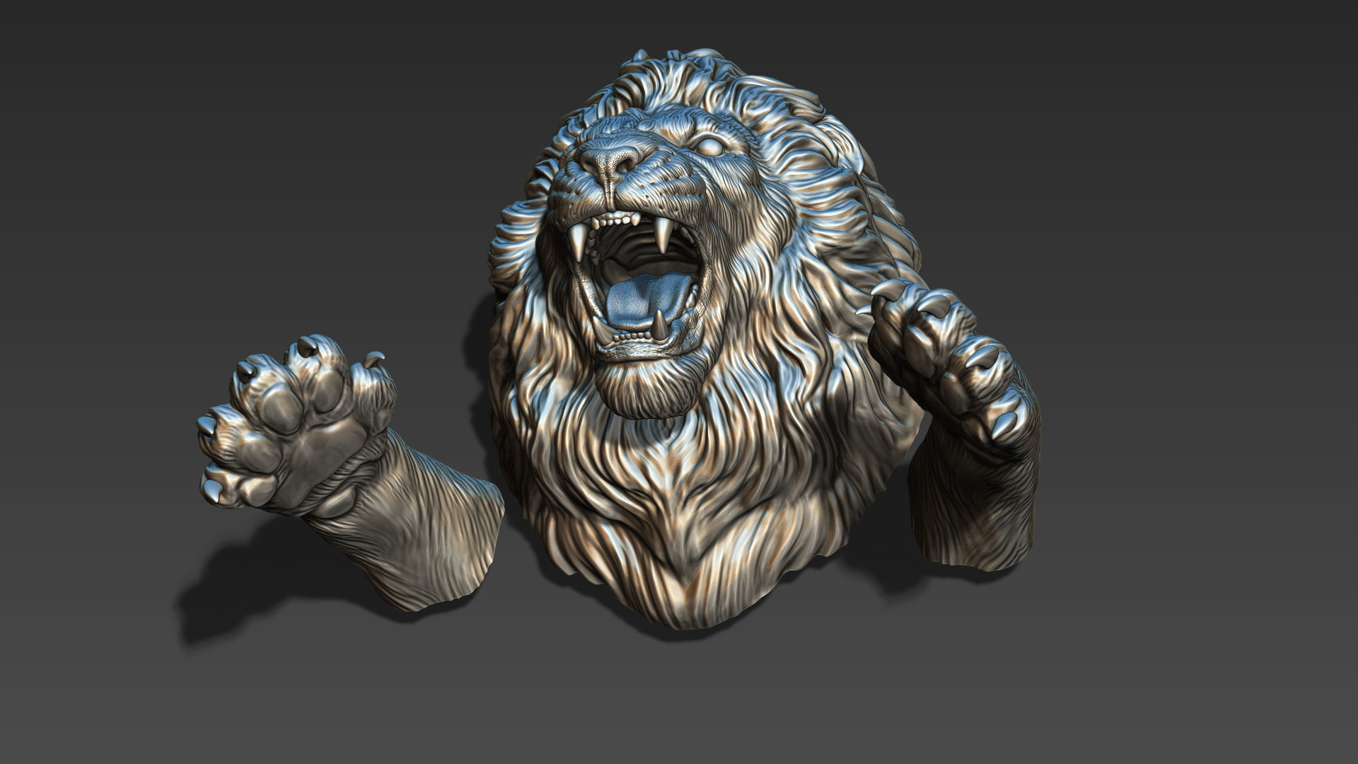 Lion leaping 3D print model_11