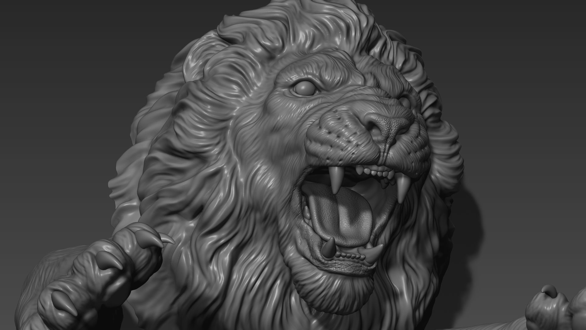 Lion leaping 3D print model_2
