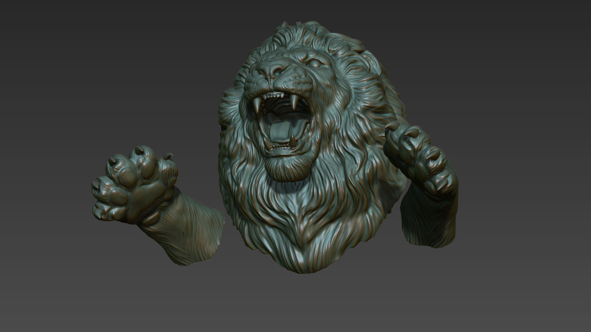 Lion leaping 3D print model_9