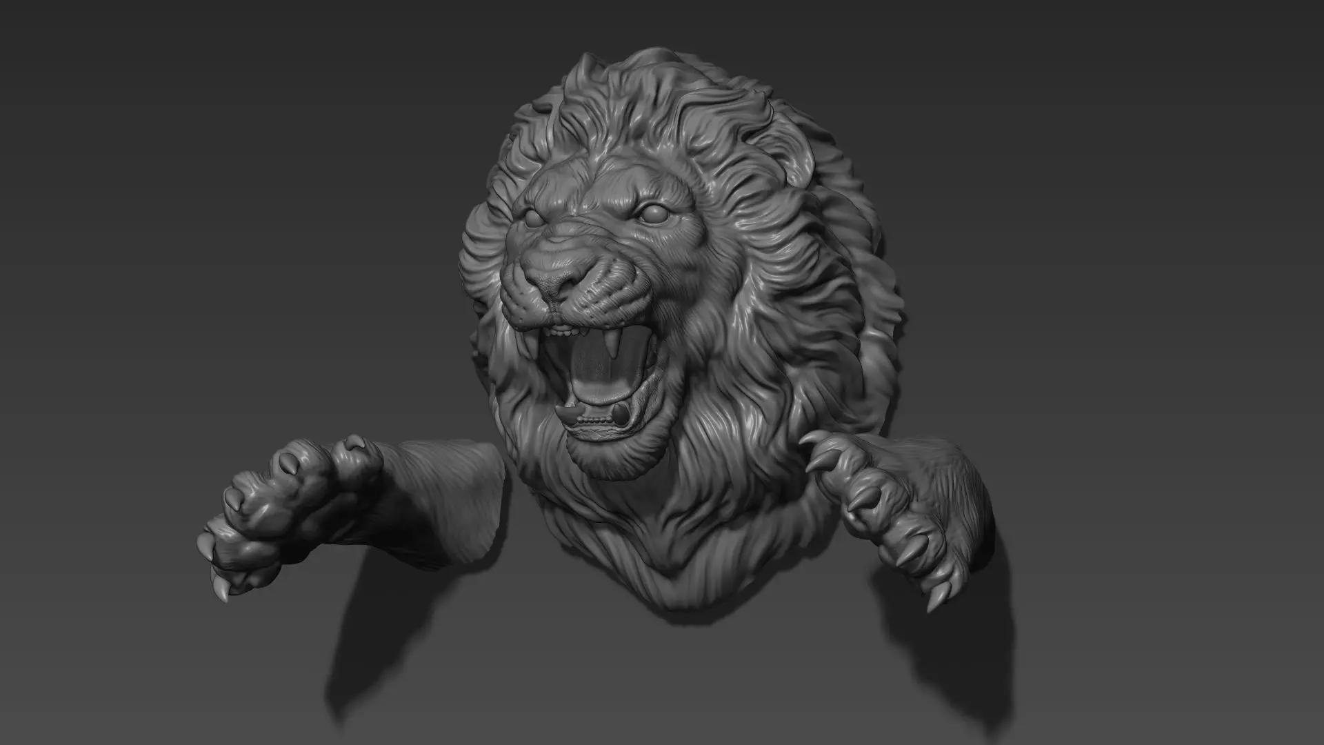 Lion leaping 3D print model_0