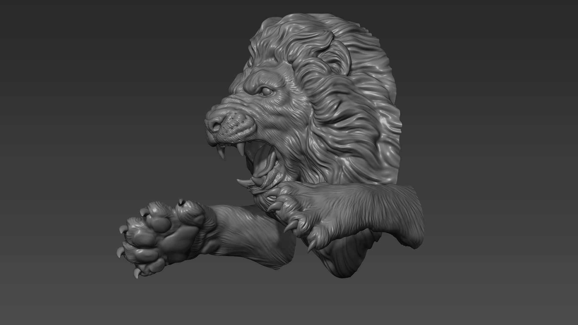 Lion leaping 3D print model_6