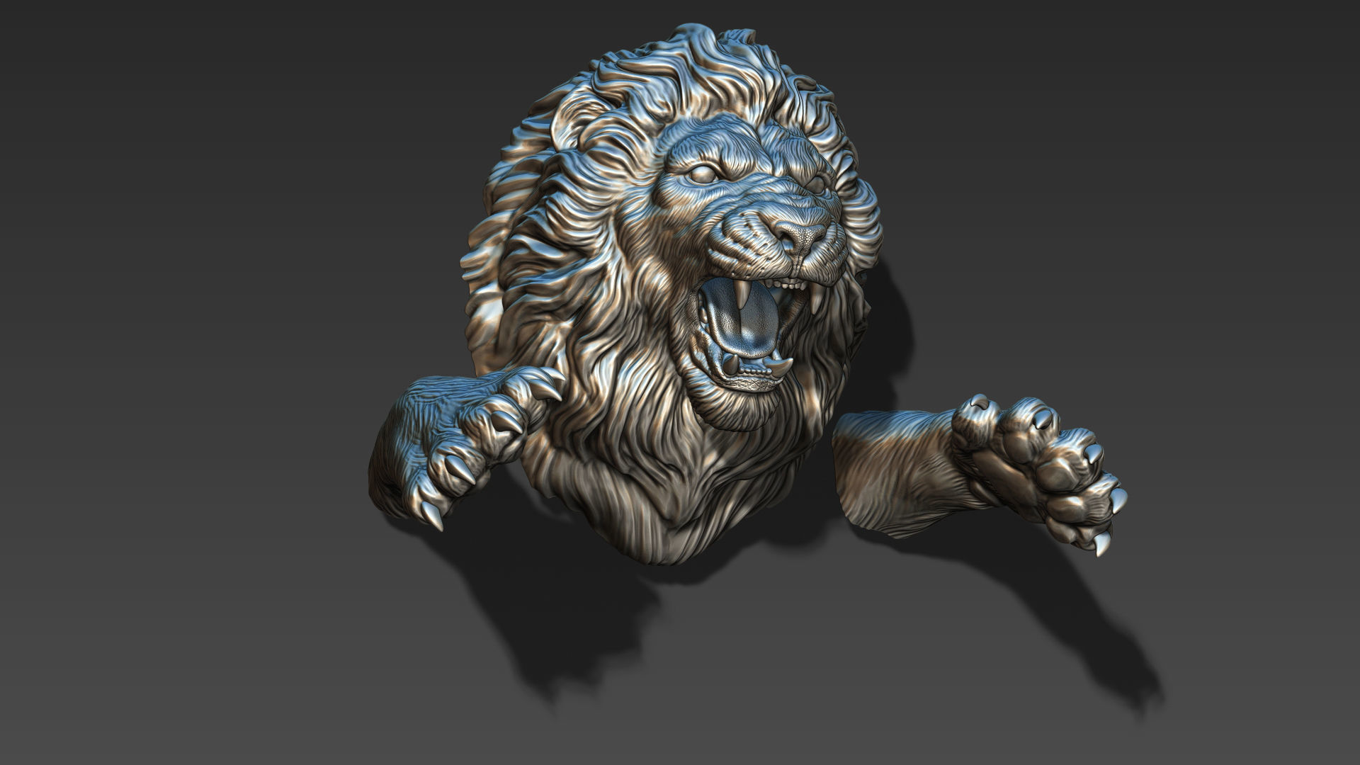 Lion leaping 3D print model_10