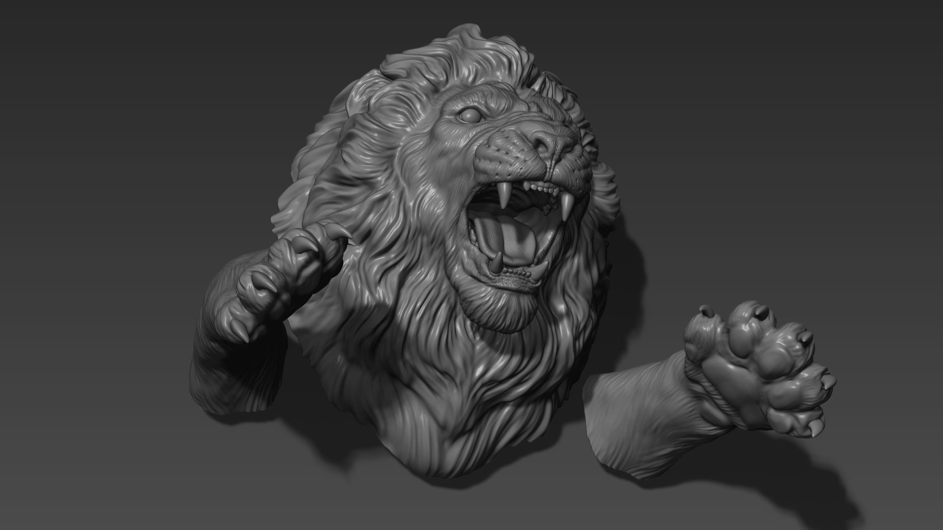 Lion leaping 3D print model_5