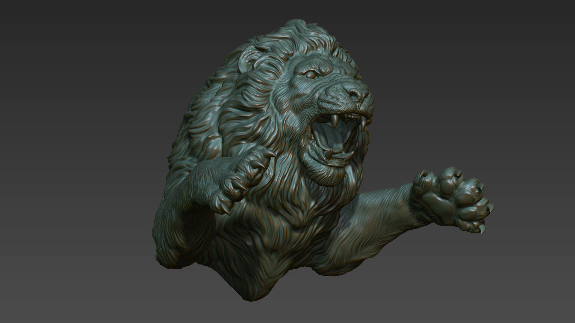 Lion leaping 3D print model_19