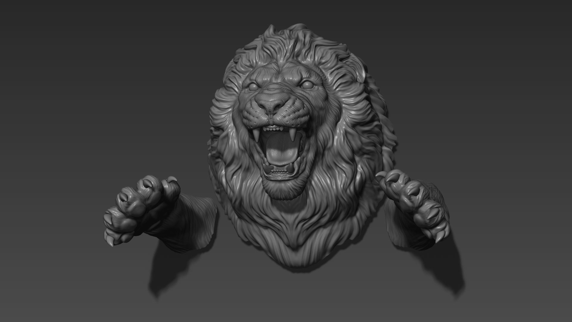 Lion leaping 3D print model_3