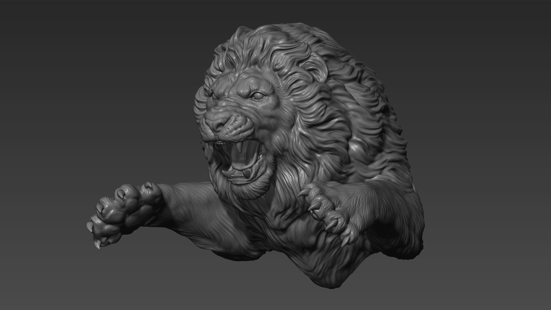 Lion leaping 3D print model_14