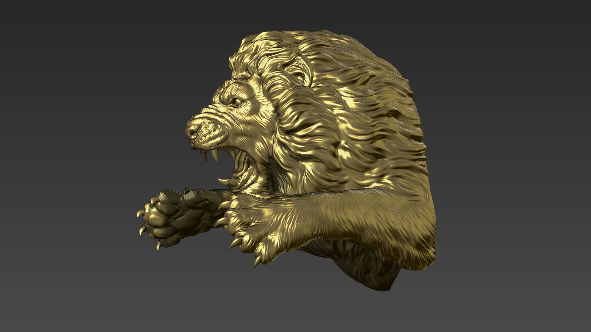 Lion leaping 3D print model_22