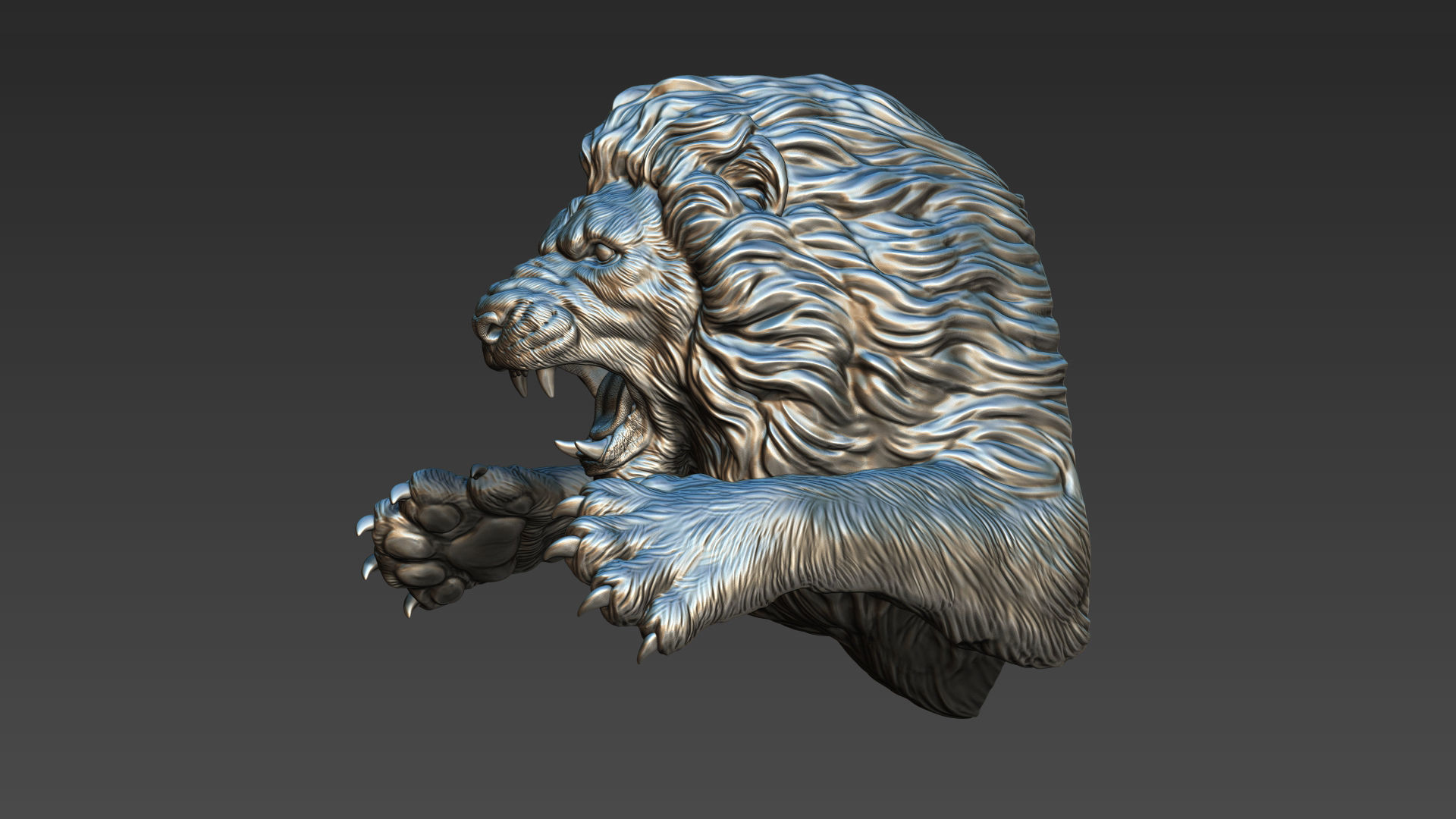 Lion leaping 3D print model_23