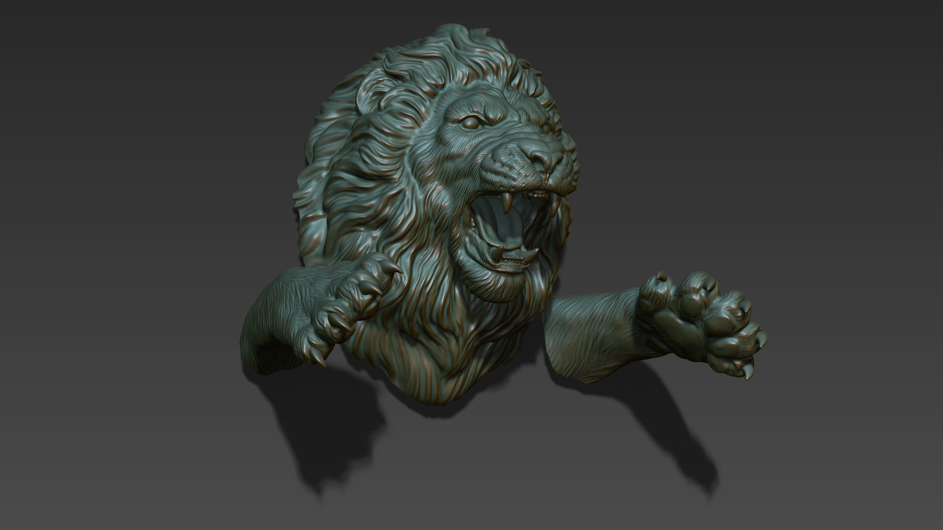 Lion leaping 3D print model_8