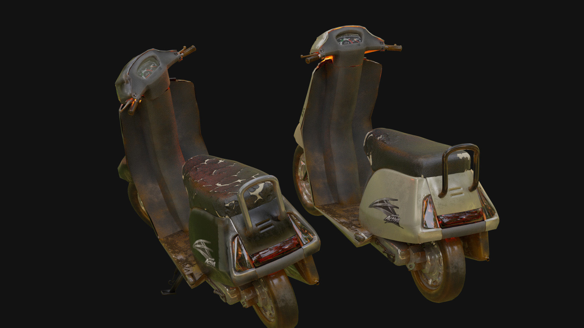 Moped Scooter Activa 3D Model   Low-poly 3D model_2