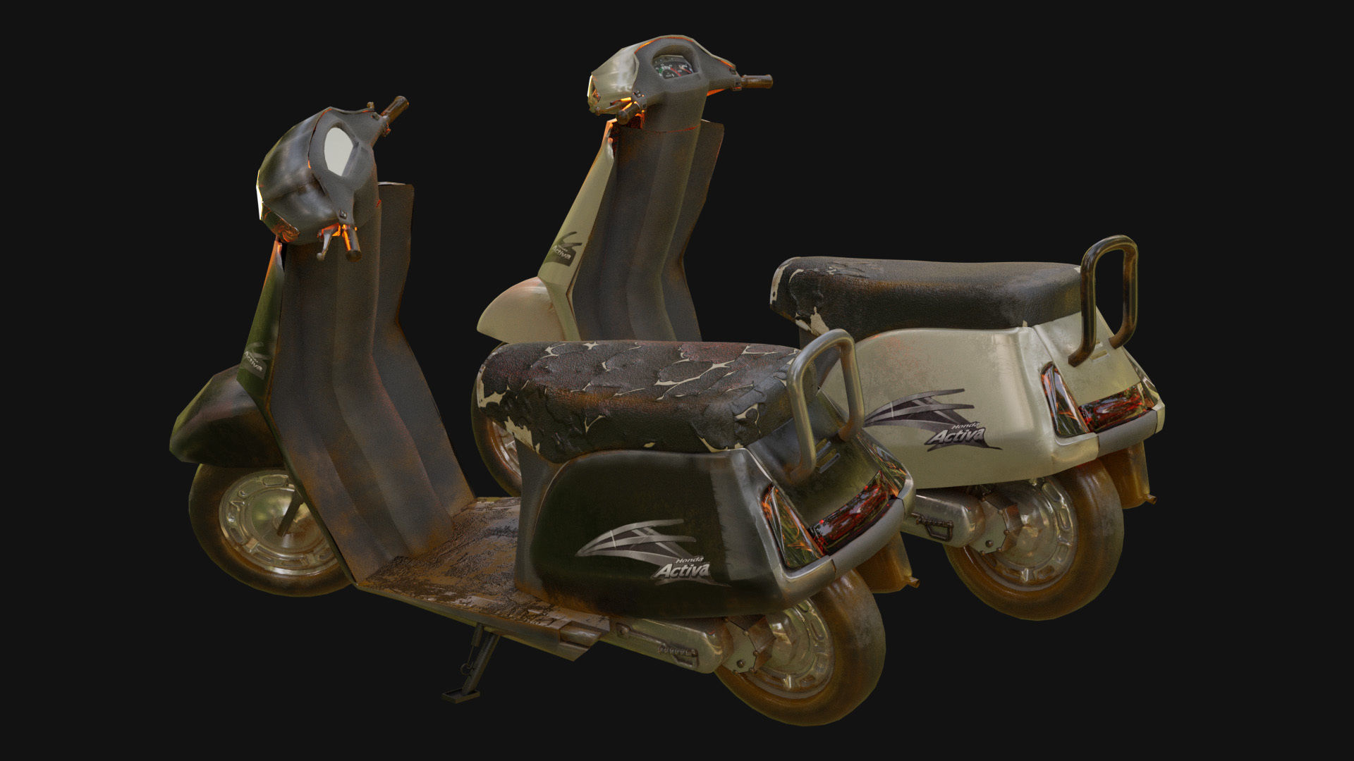 Moped Scooter Activa 3D Model   Low-poly 3D model_1