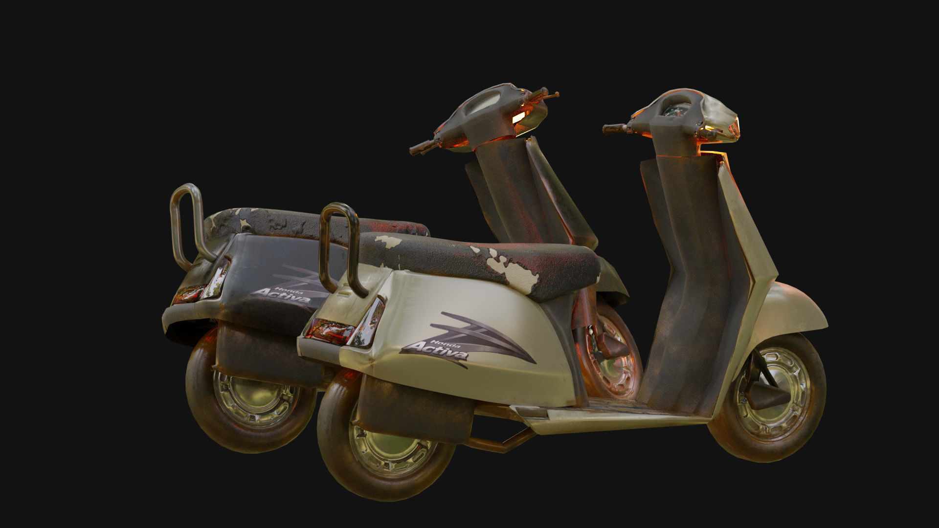 Moped Scooter Activa 3D Model   Low-poly 3D model_6