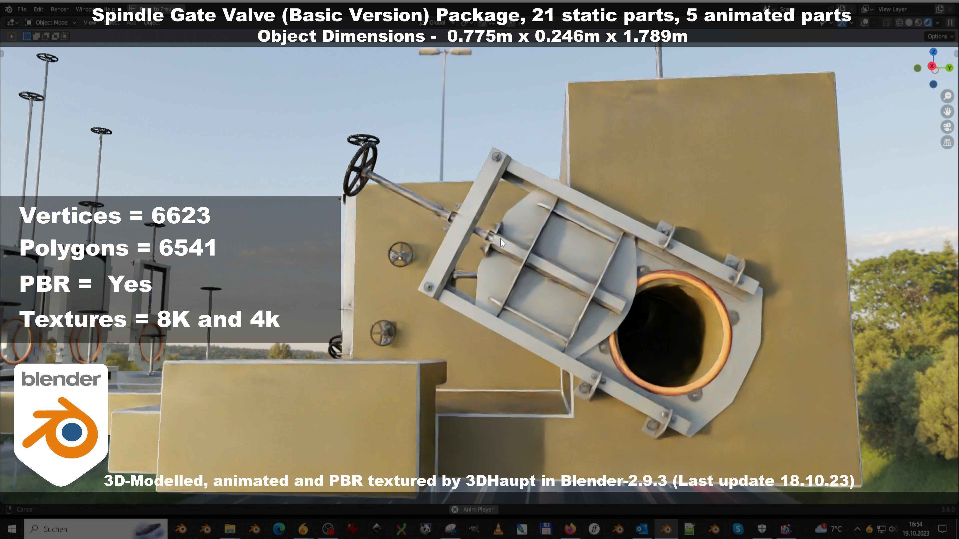 Spindle Gate Valve - Basic Version - Package Low-poly 3D model_86