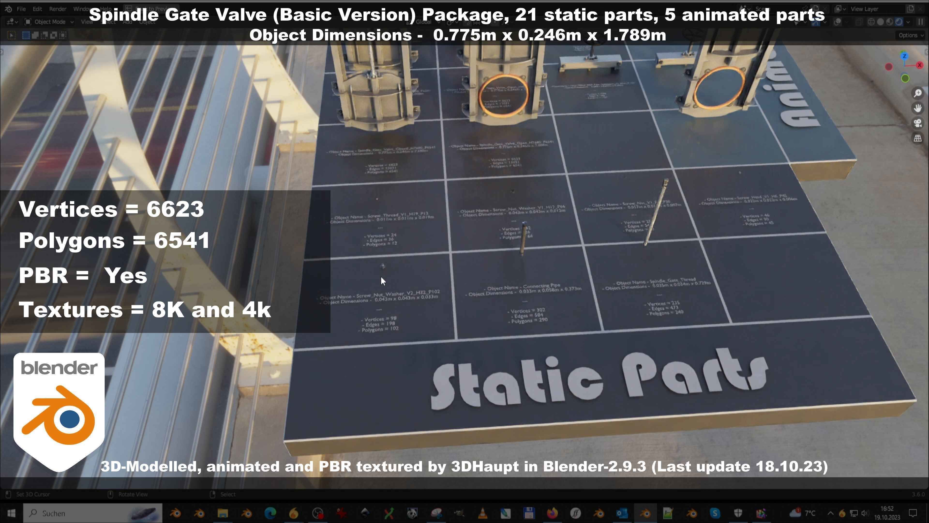 Spindle Gate Valve - Basic Version - Package Low-poly 3D model_126